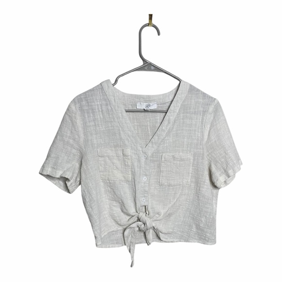 Missguided White V-Neck Tie Front Blouse - Picture 1 of 7